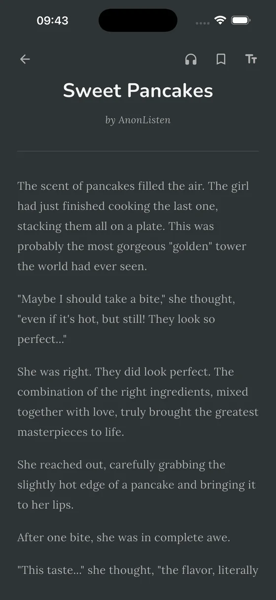 A story open in Wholesome Story A Day, set in a quiet serif
